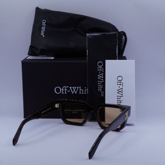 Off-White OERI146 SILVERSTONE 6062 Sunglasses Havana Square Frame, Camel Lenses - Picture 12 of 12